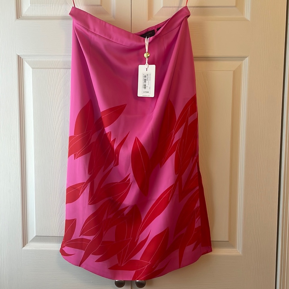Ted Baker London sour cherry side slit midi skirt. Size 3 (US 8-10). NWT.